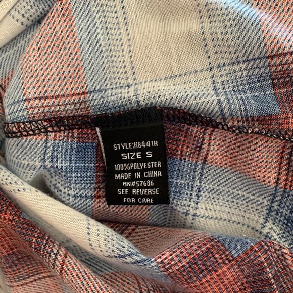 New Look Lightweight Soft Plaid Long Sleeve Button Up Red White & Blue Size S - Picture 9 of 11